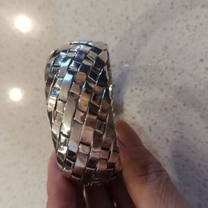 Solid Silver Braided Cuff Bracelet